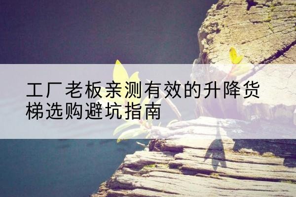 南丰升降货梯怎么选-工厂老板亲测有效的升降货梯选购避坑指南
